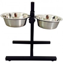 Comedouro e Bebedouro Duplo Inox Ajustável - 2 Litros